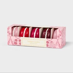 5 ct Pink and Red Tealight Candles Set macarons